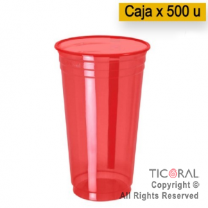 VASO NEON FLUO 300CC ROJO VERMELHO COPOBRAS x 500 unidades (20 paq x 25 unidades)